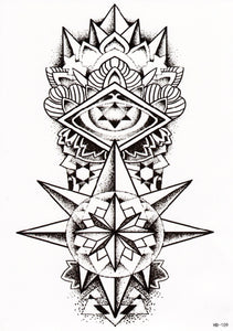 Tribal Large Black Temporary Tattoo