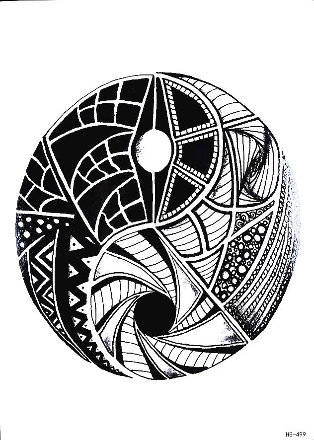 Tribal Geometric Large Arm Black Temporary Tattoo