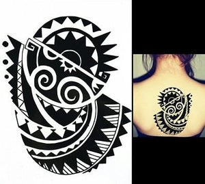 Moai Large Tribal Black Temporary Tattoo