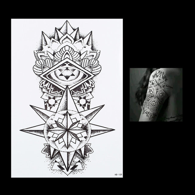 Tribal Large Black Temporary Tattoo