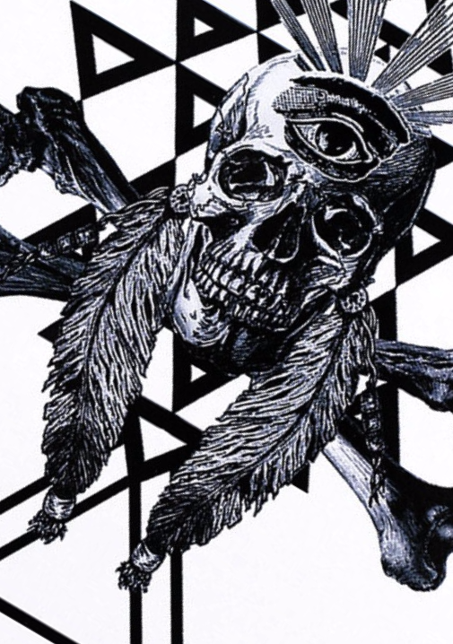 Large Skull Geometric Black Temporary Tattoo