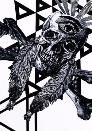 Large Skull Geometric Black Temporary Tattoo