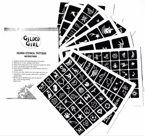 Tattoo Stencil +100 Self-adhesive Temporary Tattoo Templates for Henna / Airbrush