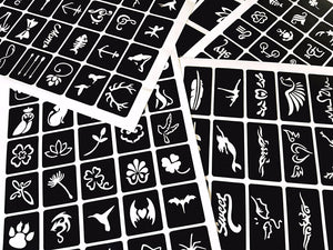 Tattoo Stencil +100 Self-adhesive Temporary Tattoo Templates for Henna / Airbrush