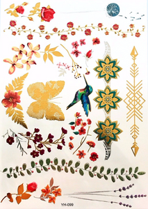 Colorful Metallic Flower/ Butterfly/Bird/Temporary Tattoos