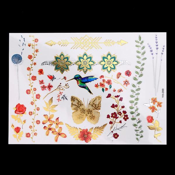 Colorful Metallic Flower/ Butterfly/Bird/Temporary Tattoos