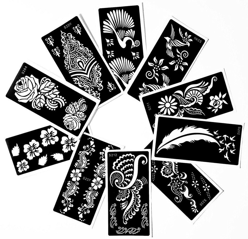 Tattoo Stencil (10 Sheet) Henna Designs Temporary Tattoo / Self-Adhesive Temple
