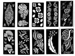 Tattoo Stencil (10 Sheet) Henna Designs Temporary Tattoo / Self-Adhesive Temple