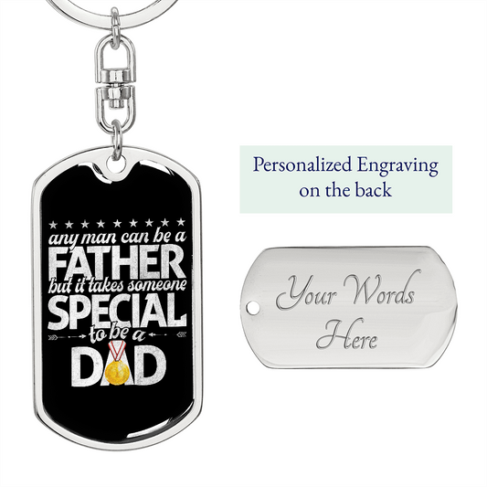 GIFT FOR DAD PERSONALIZED DOG TAG KEYCHAIN "BEST DAD"