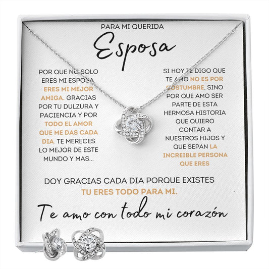 Regalo Para Esposa Set de Aros y Collar El Amor De Mi Vida Regalo Para Mujer