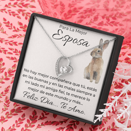 Regalo Para La Mejor Esposa Collar Personalizado de Corazon Oro Blanco / Oro Marillo