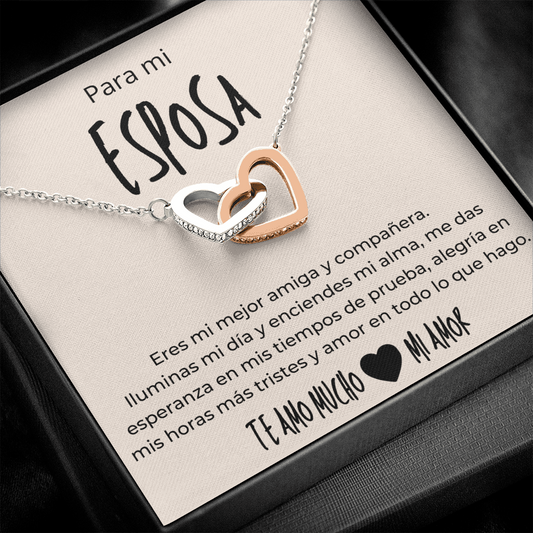 Collar de Regalo Para Esposa En forma de Corazon Plateado y Dorado Regalo Para Mujer Personalizado
