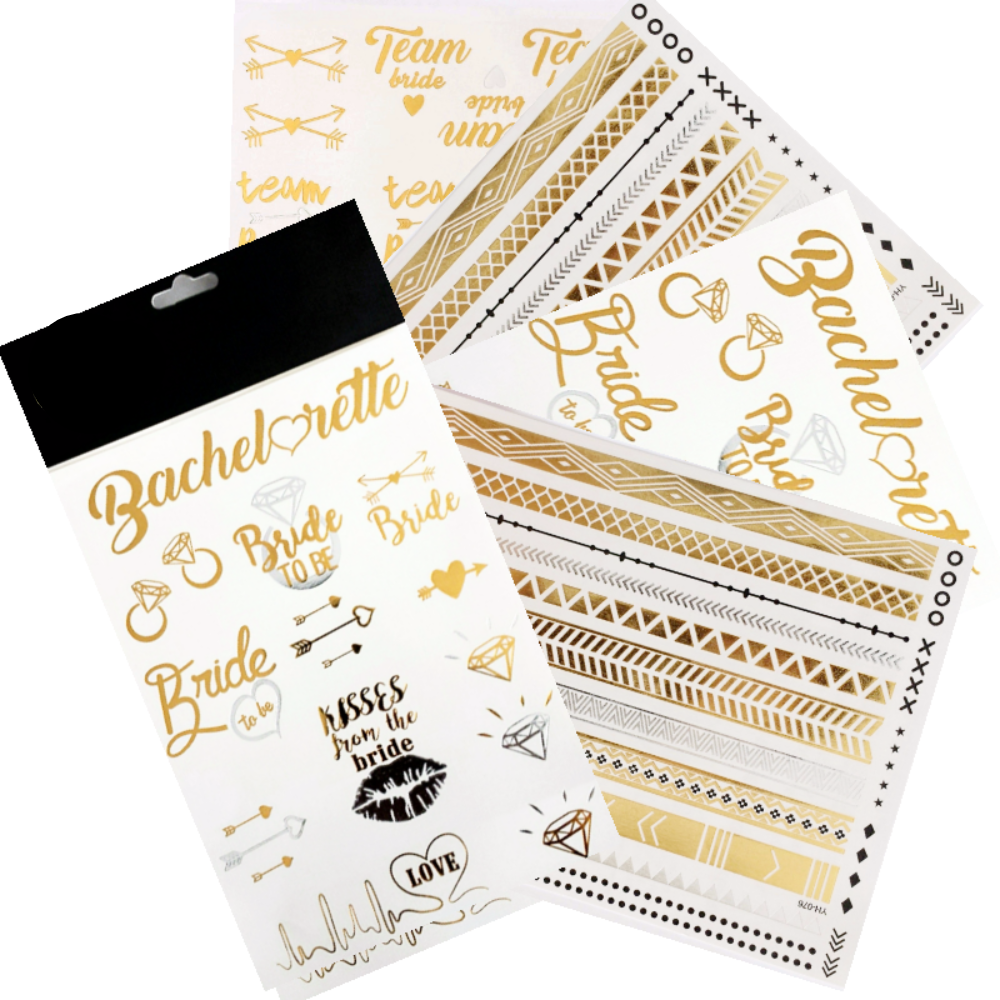 Metallic Bachelorette Party Tattoos Bridal Shower