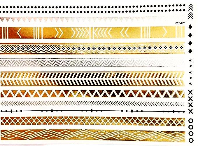 Bracelet Metallic Gold/Silver & Black Temporary Tattoos