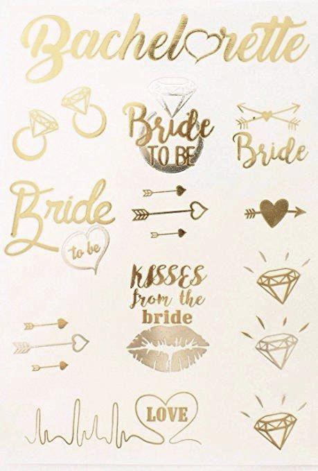 Metallic Bachelorette Party Tattoos Bride Tattoos