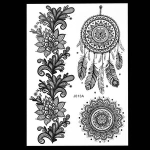 Black Dream Catcher / Mandala Temporary Boho Tattoo