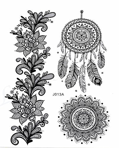 Black Dream Catcher / Mandala Temporary Boho Tattoo