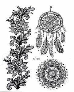 Black Dream Catcher / Mandala Temporary Boho Tattoo