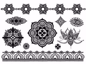 Mandala Mehndi Henna Temporary Tattoos Black