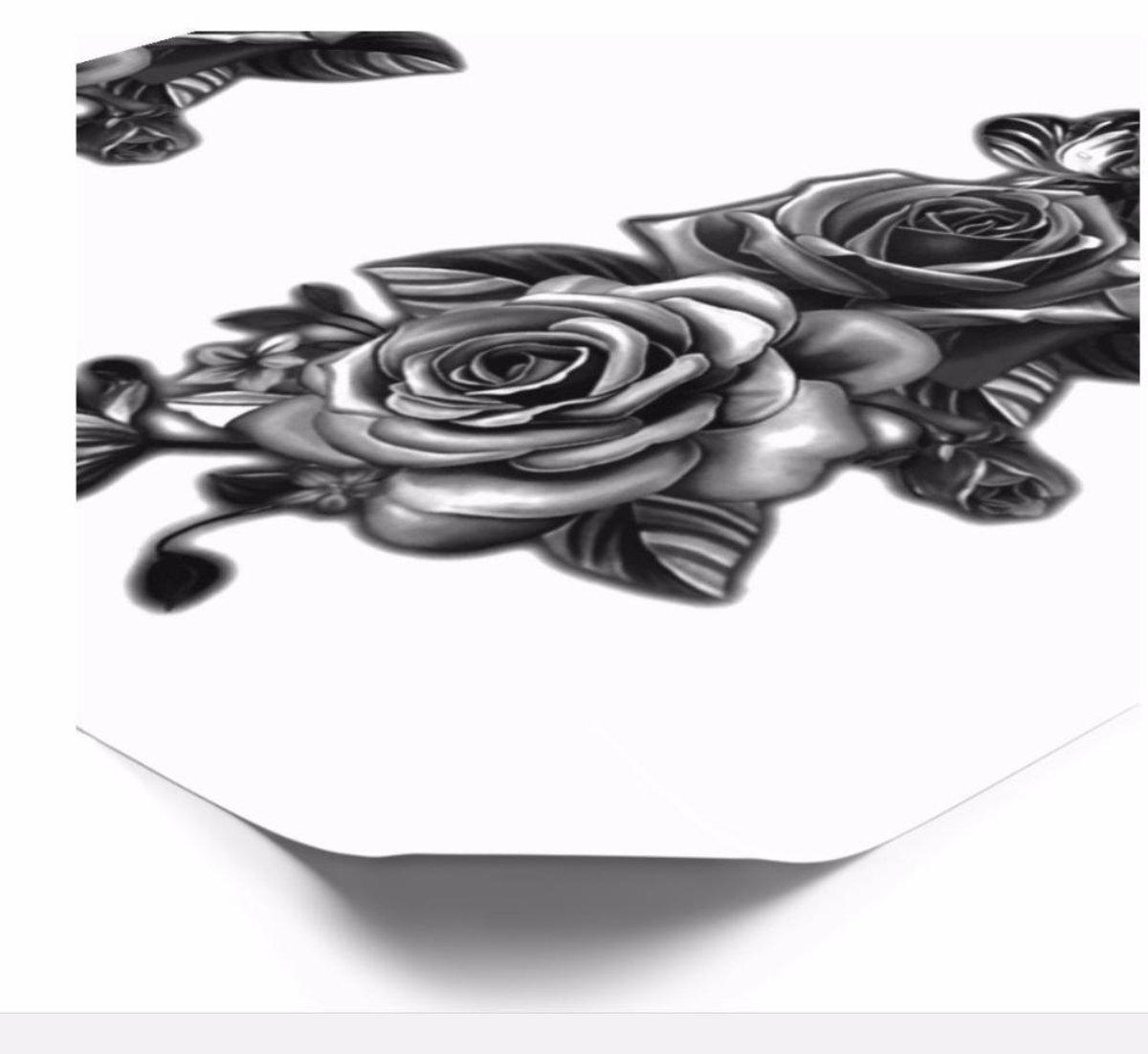Twin Black Rose Flower Temporary Tattoos (4 in 1 sheet)