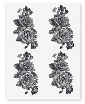 Twin Black Rose Flower Temporary Tattoos (4 in 1 sheet)