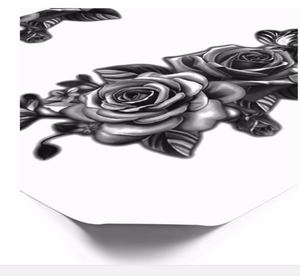 Twin Black Rose Flower Temporary Tattoos (4 in 1 sheet)