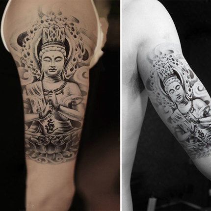 Buddha Temporary Tattoo - Large Black Tattoo