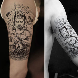 Buddha Temporary Tattoo - Large Black Tattoo