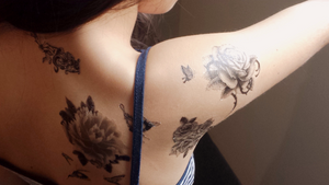 Bright Colorful 3D Flower Temporary Tattoo  (Pack of 12 Sheets)
