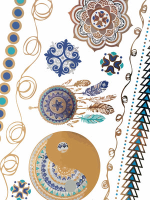 Turquoise and Color Metallic Temporary Tattoos