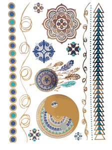 Turquoise and Color Metallic Temporary Tattoos