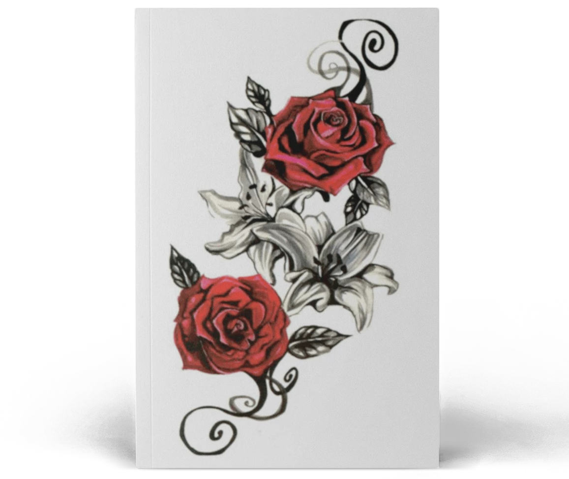(Set of 3) Vintage Red Rose Temporary Tattoo