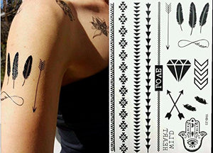 Black Henna Body Paints Temporary Tattoos (Set 6 Sheets)