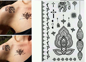 Black Henna Body Paints Temporary Tattoos (Set 6 Sheets)