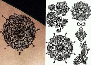Black Henna Body Paints Temporary Tattoos (Set 6 Sheets)