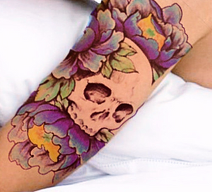 Skull Flower Temporary Tattoo