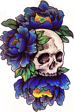 Skull Flower Temporary Tattoo