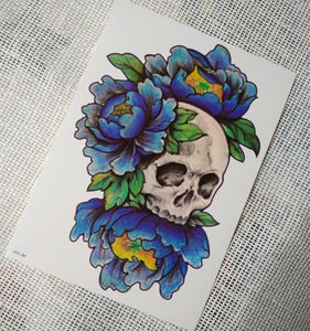 Skull Flower Temporary Tattoo
