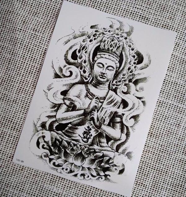 Buddha Temporary Tattoo - Large Black Tattoo
