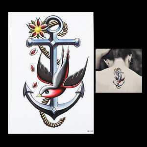 Vintage Anchor/Swallow Bird Body Art Temporary Tattoo