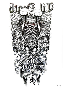 Large Skull Totem Temporary Tattoo [Black]