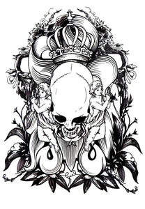 Realistic Skull Temporary Tattoo Large [Black] King Skull