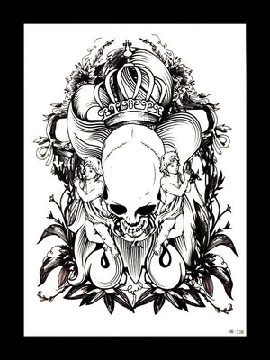 Realistic Skull Temporary Tattoo Large [Black] King Skull