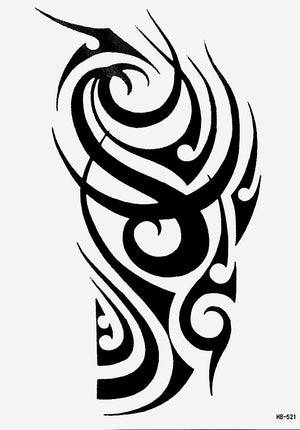 Large Tribal  Black Temporary Tattoo