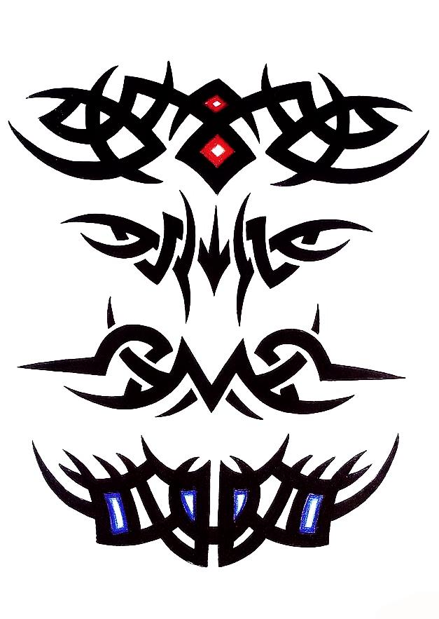 Tribal Chest /Arm Temporary Tattoo 4 in 1