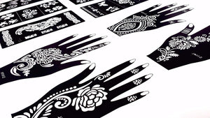 Stencils for Henna Tattoos (10 Sheets) Self-Adhesive Body Art Temporary Tattoo