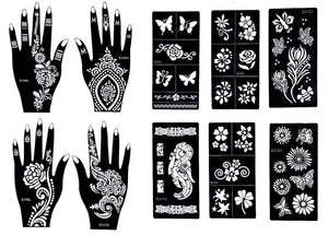 Stencils for Henna Tattoos (10 Sheets) Self-Adhesive Body Art Temporary Tattoo