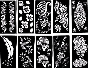 Tattoo Stencil (10 Sheet) Henna Designs Temporary Tattoo / Self-Adhesive Temple