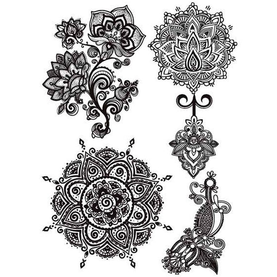 Mandel Patterns Henna Flower Tattoo