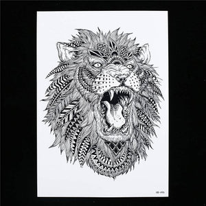 Lion Dreamcatcher Temporary Tattoo  Black Large for Men and Women